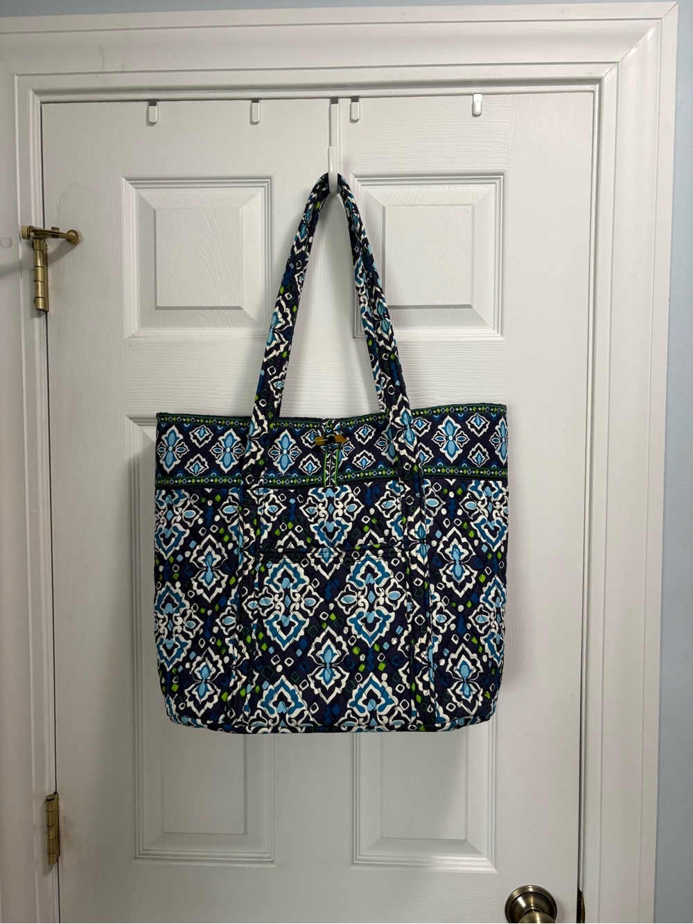 Vera Bradley Navy, Light Blue and White Quilted Geometric Tote